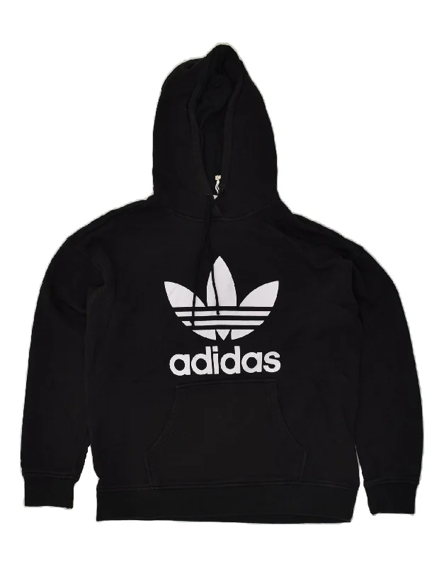 Can't Miss ADIDAS Womens Graphic Hoodie Jumper UK 12 Medium  Black Polyester