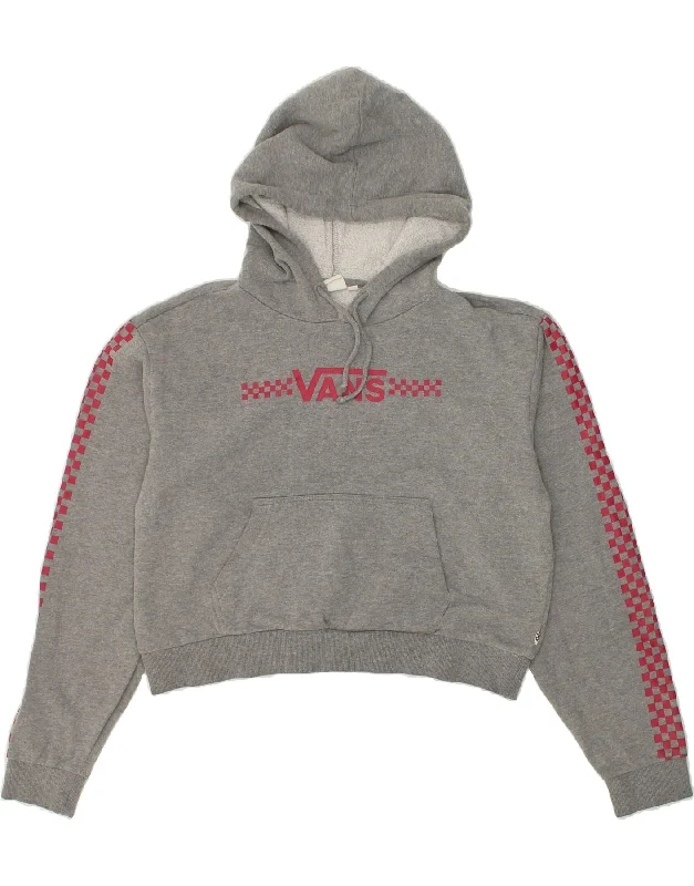 Deep Discounts VANS Womens Loose Fit Crop Hoodie Jumper UK 16 Large Grey Cotton