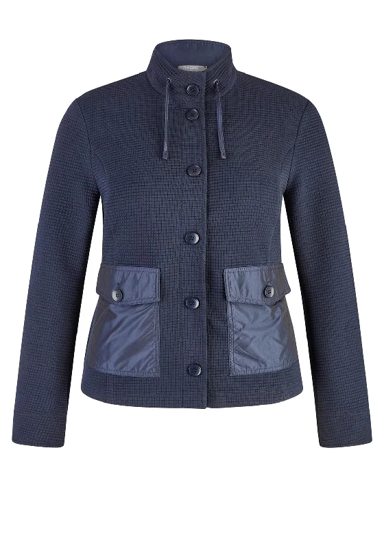 Online Exclusive Rabe Contrast Pocket Ribbed Short Jacket, Navy