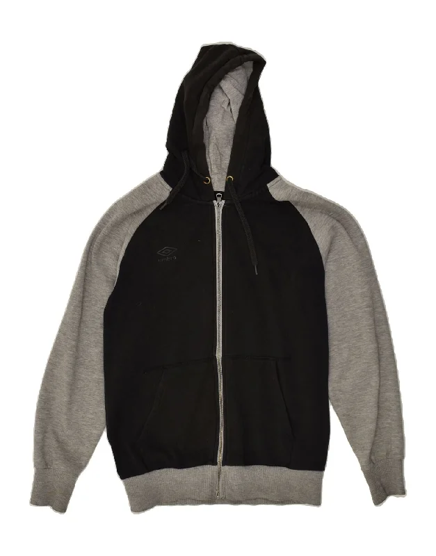 Daily Deals UMBRO Womens Zip Hoodie Sweater UK 16 Large Black Colourblock Cotton
