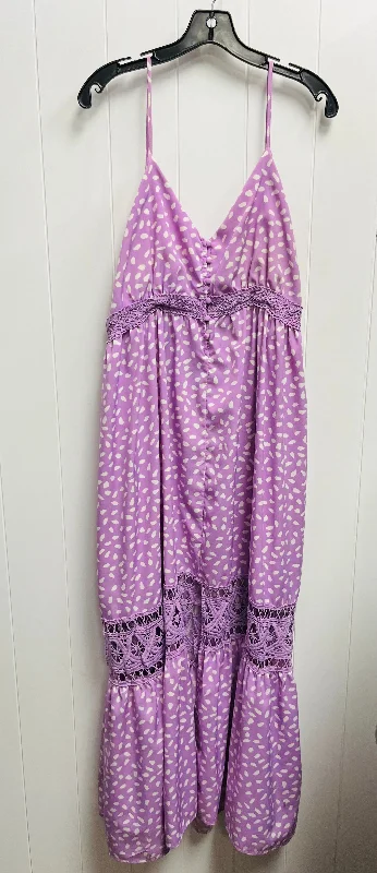 Final Clearance Dress Casual Maxi By White Birch In Purple & White, Size: 2x