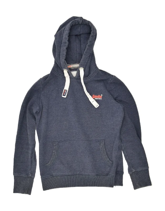 Savings Spectacular SUPERDRY Womens Hoodie Jumper UK 14 Medium Navy Blue Cotton