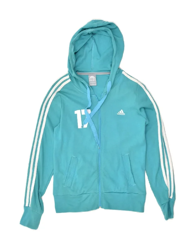 Final Markdown ADIDAS Womens Graphic Zip Hoodie Sweater UK 12 Medium  Blue