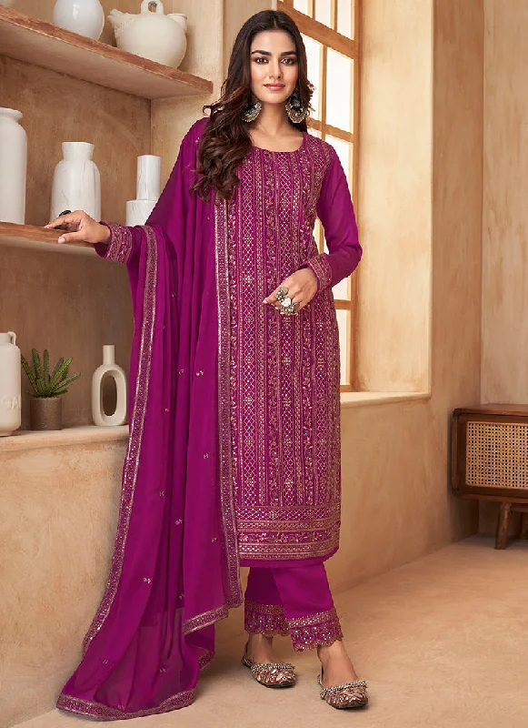 Epic Deals Rani Pink Sequence Embroidery Pant Style Suit