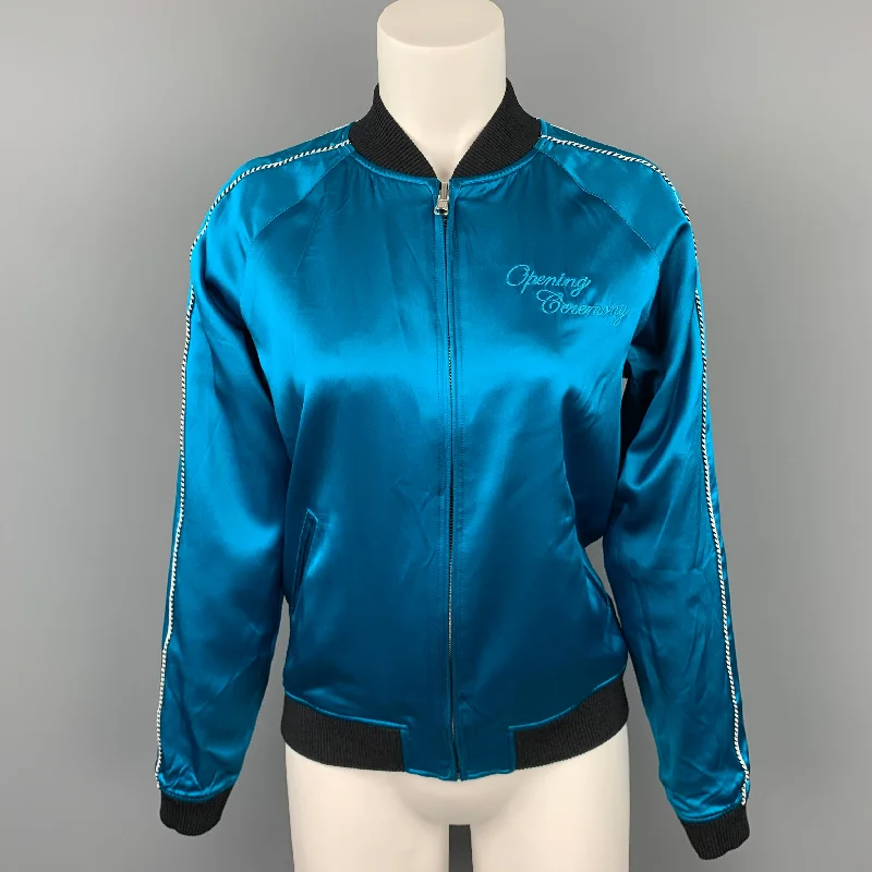 Limited Edition OPENING CEREMONY Size XS Silk Aqua Silk Reversible Jacket