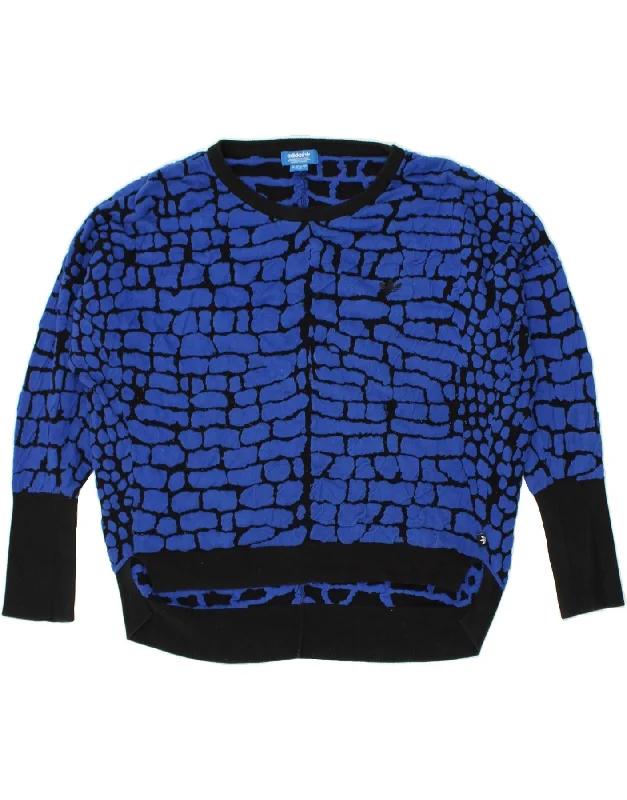 Holiday Sale ADIDAS Womens Oversized Boat Neck Jumper Sweater UK 14 Medium Blue