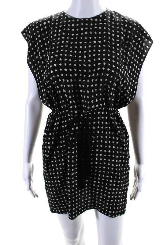 Early Access Saint Laurent Women's Round Neck Sleeveless Tassel Star Print Mini Dress