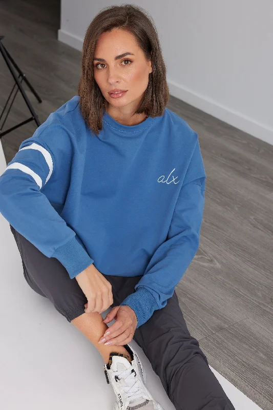 Midnight Madness MILA Long Sleeve Top Dusty Blue