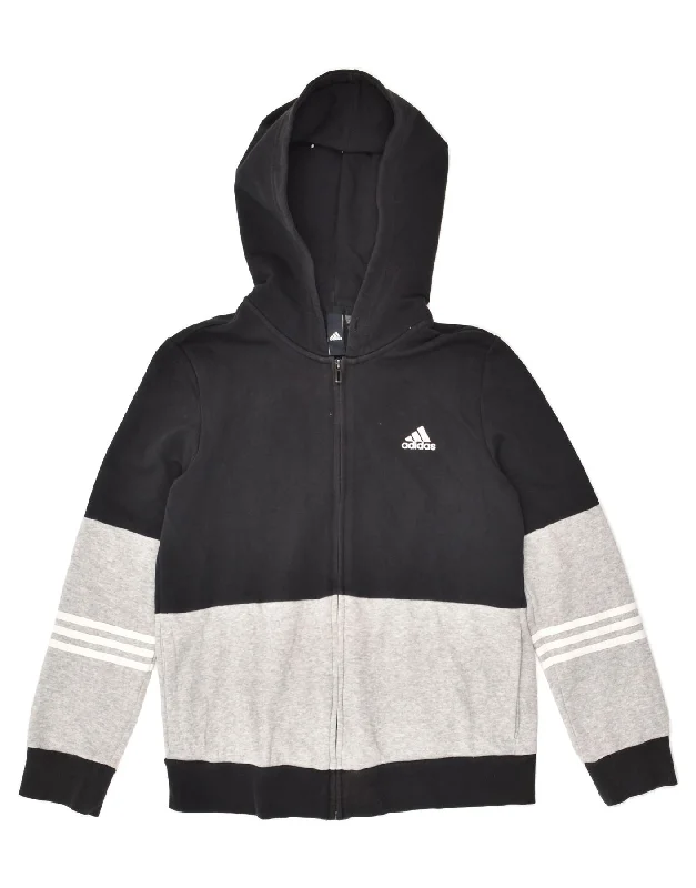 Limited Availability ADIDAS Womens Zip Hoodie Sweater UK 12/14 Medium Black Colourblock Cotton