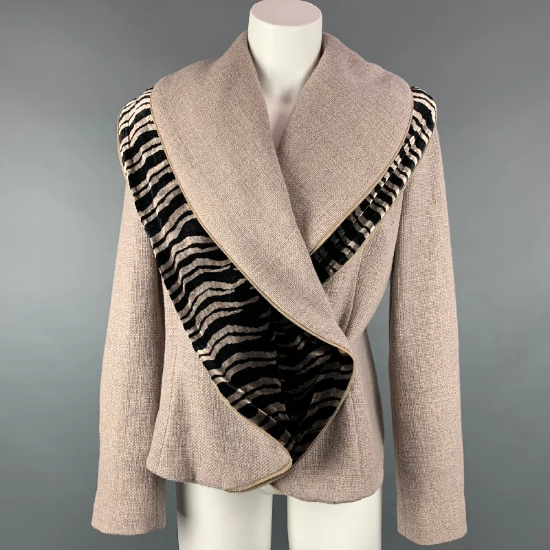 The Best Prices GIORGIO ARMANI Size 8 Taupe & Black Wool / Cashmere Jacket