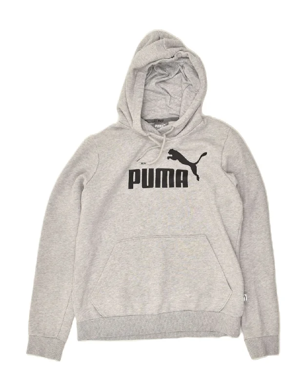Closeout Sale PUMA Womens Graphic Hoodie Jumper UK 12 Medium Grey Cotton