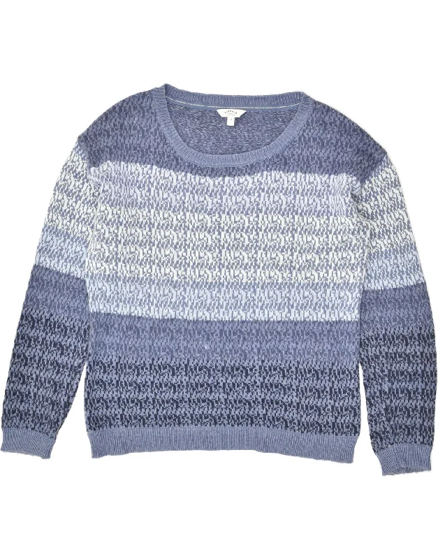 Quick Sale FAT FACE Womens Crew Neck Jumper Sweater UK 14 Large Blue Colourblock
