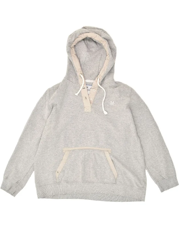 Reduced Prices CREW CLOTHING Womens Loose Fit Button Neck Hoodie Jumper UK 20 2XL Grey