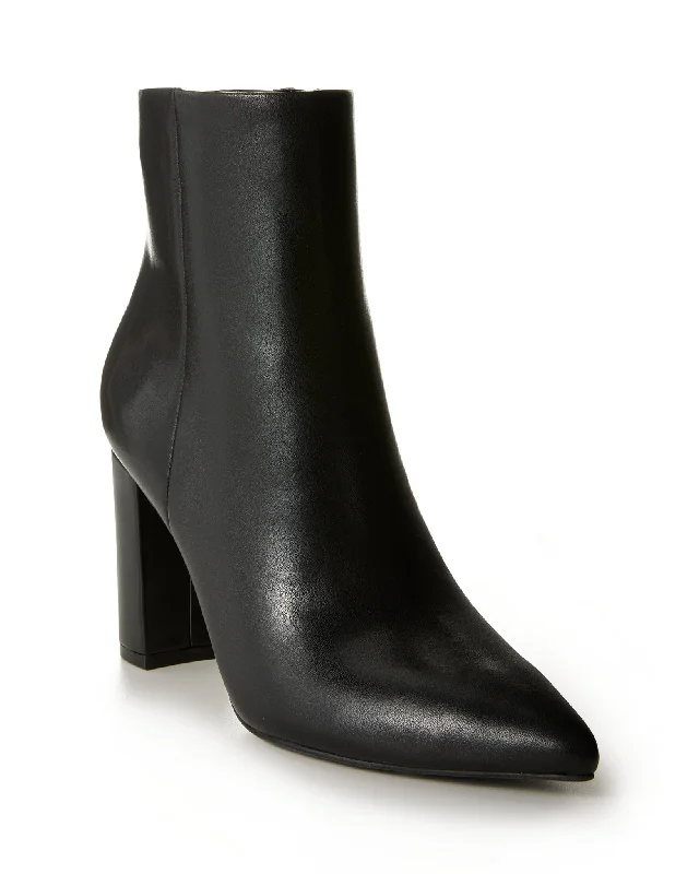 Get It Before It’s Gone Short Side Zip Leather Bootie Black