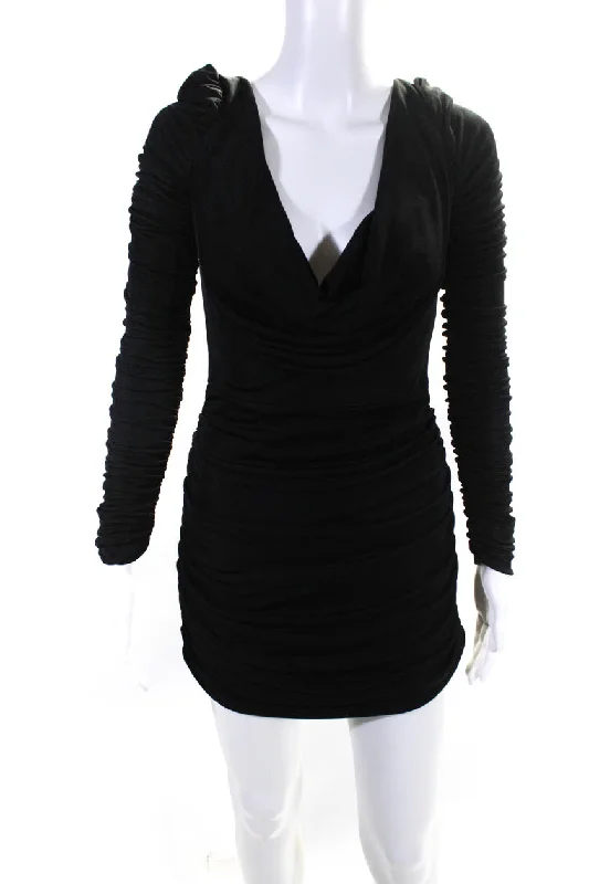 Blowout Deals Aliette Womens Black Long Sleeve Mini Dress - Black