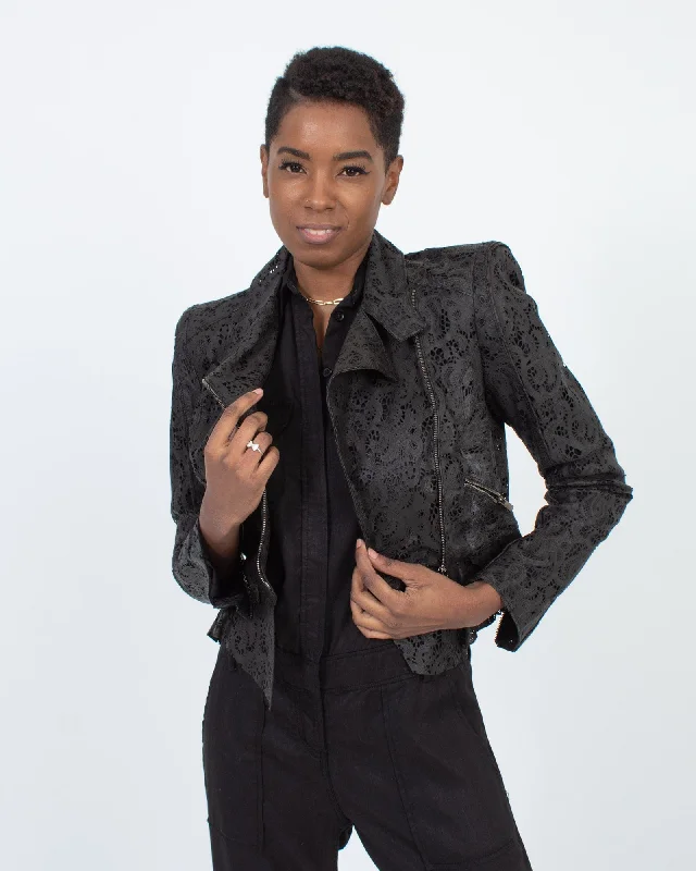 Savings Galore Cutout Leather Jacket
