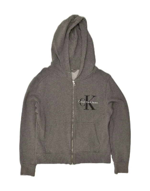 Limited Time CALVIN KLEIN Womens Zip Hoodie Sweater UK 14 Medium Grey Cotton