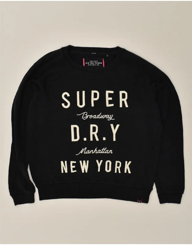 Lowest Prices SUPERDRY Womens Graphic Sweatshirt Jumper UK 16 Large Black