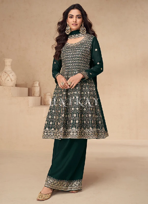 Savings Bonanza Green Peplum Style Palazzo Suit
