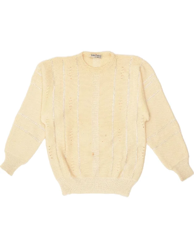 Get It Before It’s Gone VINTAGE Womens Crew Neck Jumper Sweater UK 8 Small Beige