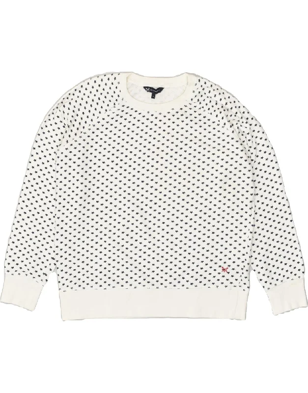 Price Blitz CREW CLOTHING Womens Abstract Pattern Sweatshirt Jumper UK 16 Large White