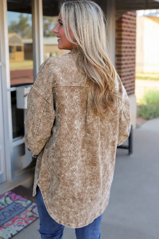 Now or Never Comfortable Corduroy Shirt Jacket