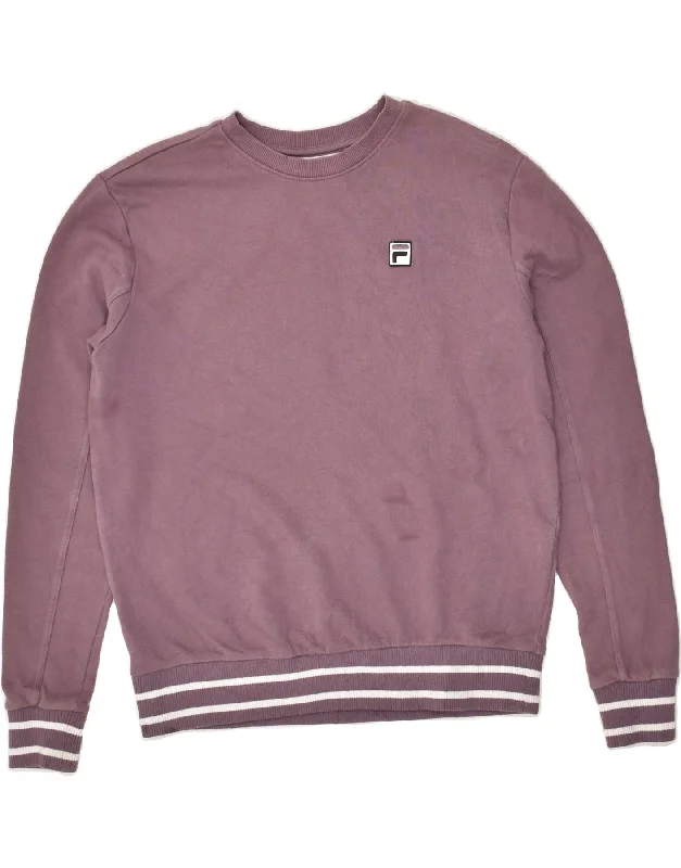 Don't Wait FILA Womens Hoodie Jumper UK 14 Medium Purple