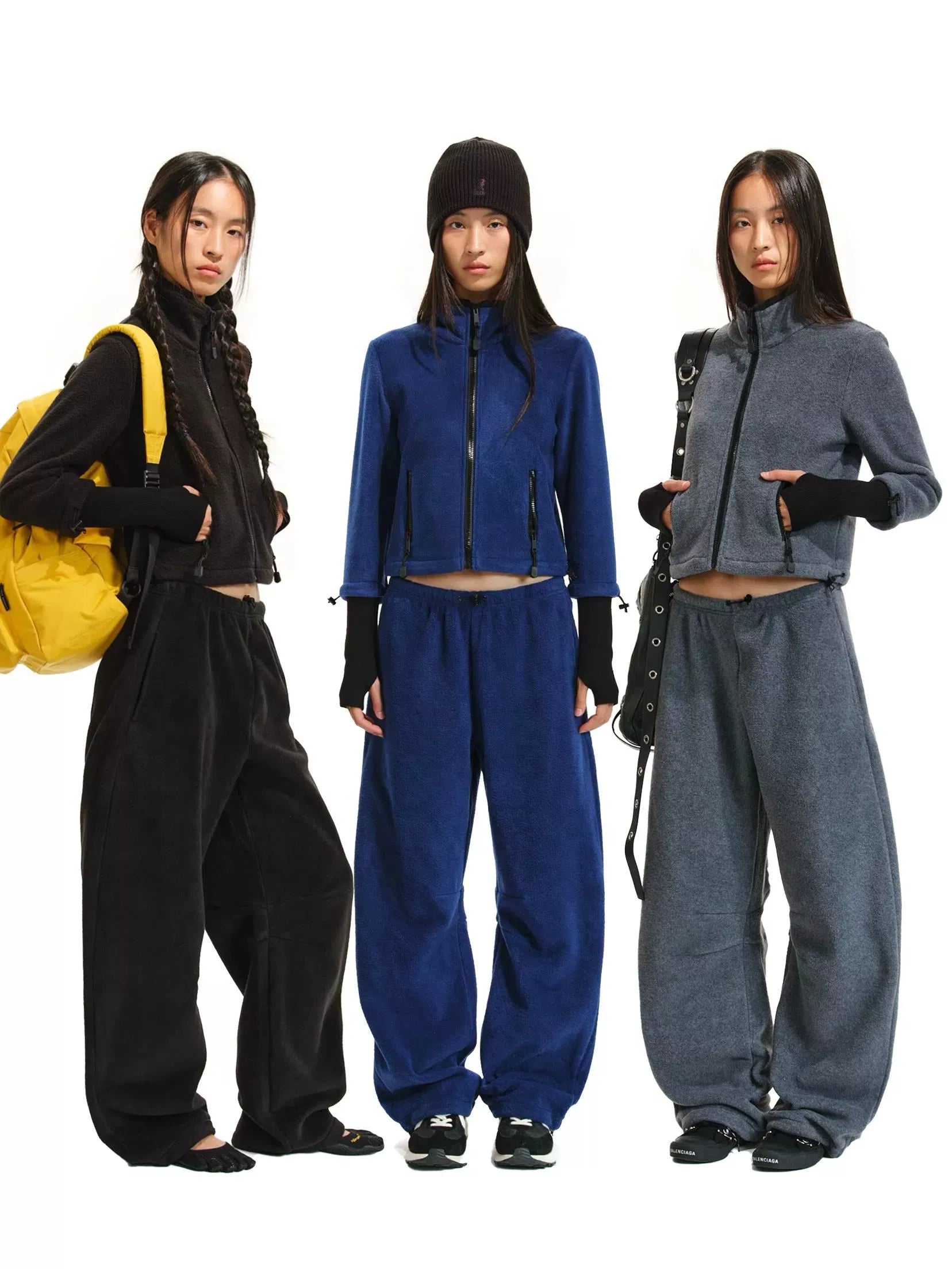 Shop and Save Fleece Short Warm Jacket / Curved Knife Pants Set