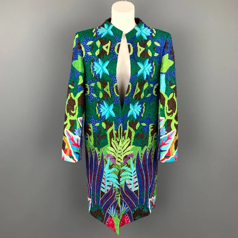 Midnight Madness MANISH ARORA Size L Multi-Color Woven Silk Open Front Hand Crafted Coat Midnight Madness MANISH ARORA Size L Multi-Color Woven Silk Open Front Hand Crafted Coat