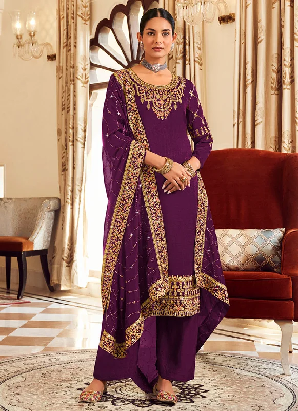 Can't Miss Purple Embroidery Designer Salwar Suit