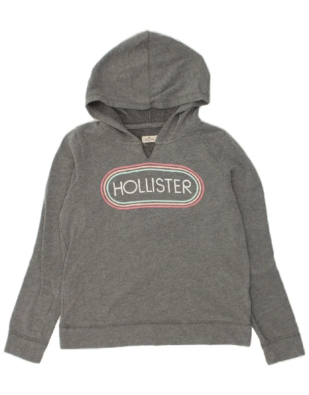 Huge Savings HOLLISTER Womens Graphic Hoodie Jumper UK 14 Large Grey Cotton