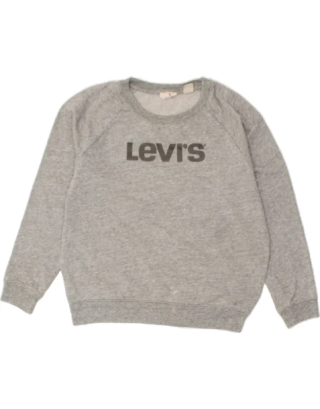 Final Sale LEVI'S Womens Graphic Sweatshirt Jumper UK 14 Medium Grey Cotton