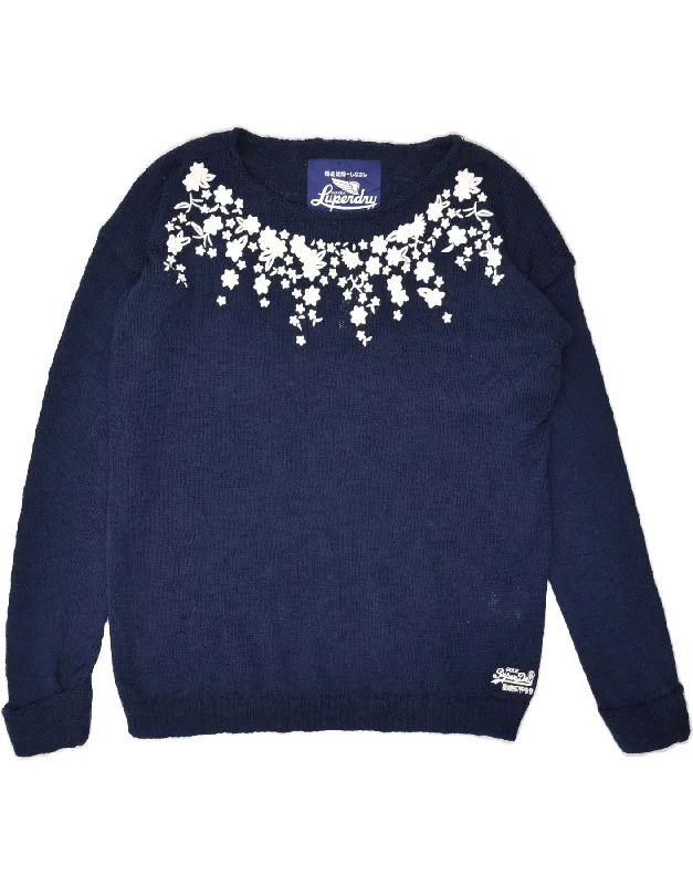 Extra Discounts SUPERDRY Womens Oversized Boat Neck Jumper Sweater UK 10 Small Navy Blue Extra Discounts SUPERDRY Womens Oversized Boat Neck Jumper Sweater UK 10 Small Navy Blue