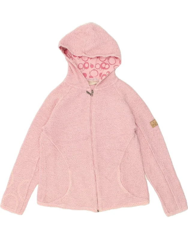 Markdown Madness WEIRD FISH Womens Zip Hoodie Sweater UK 14 Medium Pink Cotton