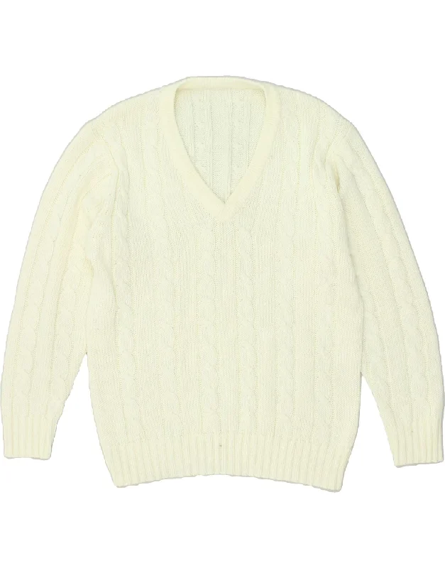 Exclusive Access VINTAGE Womens V-Neck Jumper Sweater UK 16 Large Off White