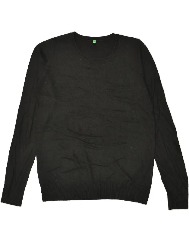 Lowest Prices BENETTON Womens Crew Neck Jumper Sweater UK 14 Medium Black