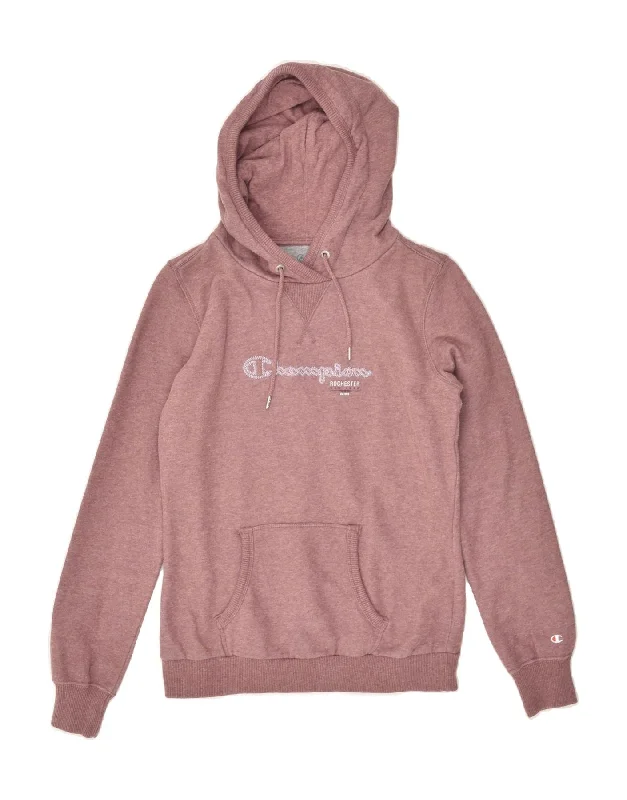 Huge Discounts CHAMPION Womens Graphic Hoodie Jumper UK 10 Small Pink