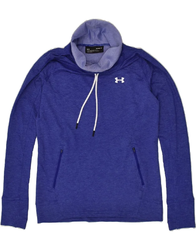 Hurry In UNDER ARMOUR Womens Sweatshirt Jumper UK 14 Medium Blue Polyester