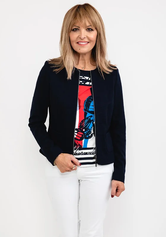 Price Meltdown Barbara Lebek Ribbed Zip Short Jacket, Navy