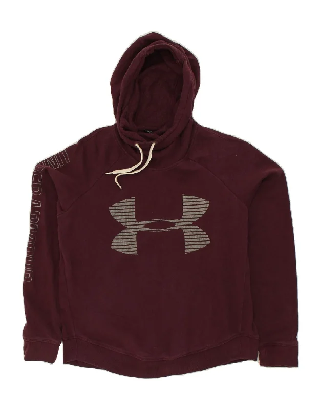 Weekend Deal UNDER ARMOUR Womens Graphic Hoodie Jumper UK 10 Small Burgundy