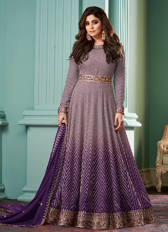 Bargain Prices Purple Ombre Embroidered Bollywood Style Dress