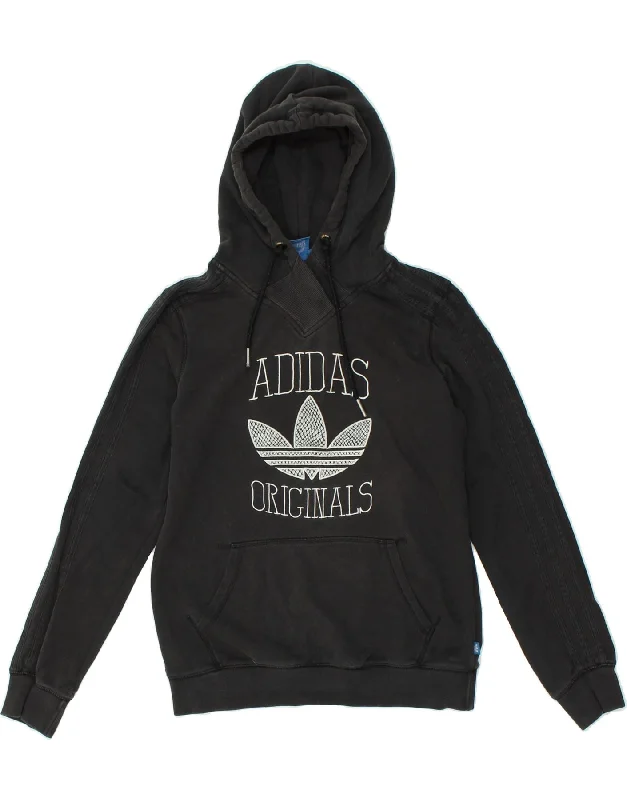 Clearance Event ADIDAS Womens Graphic Hoodie Jumper UK 12 Medium Black Cotton