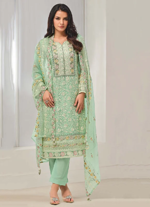 Online Specials Light Green Embroidery Pakistani Pant Style Suit