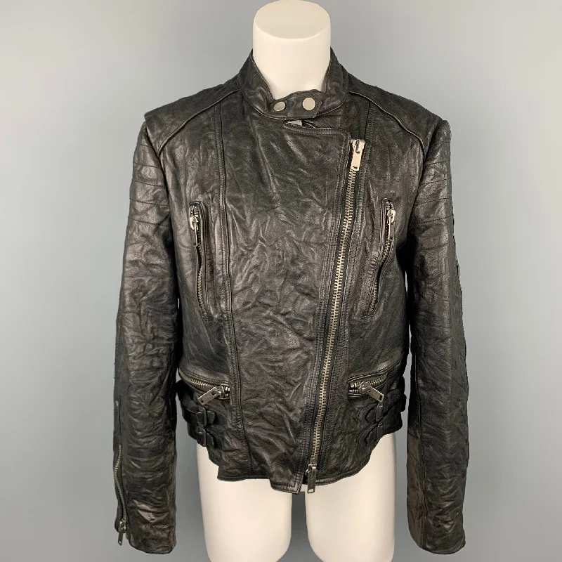 Bargain Prices RALPH LAUREN Size XL Black Textured Leather Motorcycle Jacket