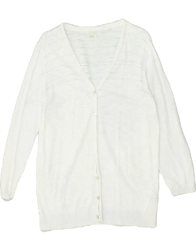 Super Savings FAT FACE Womens Cardigan Sweater UK 12 Medium White Cotton