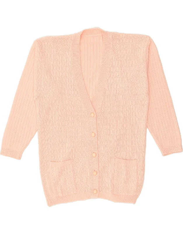 Don’t Miss Out VINTAGE Womens Cardigan Sweater UK 16 Large Pink Cotton