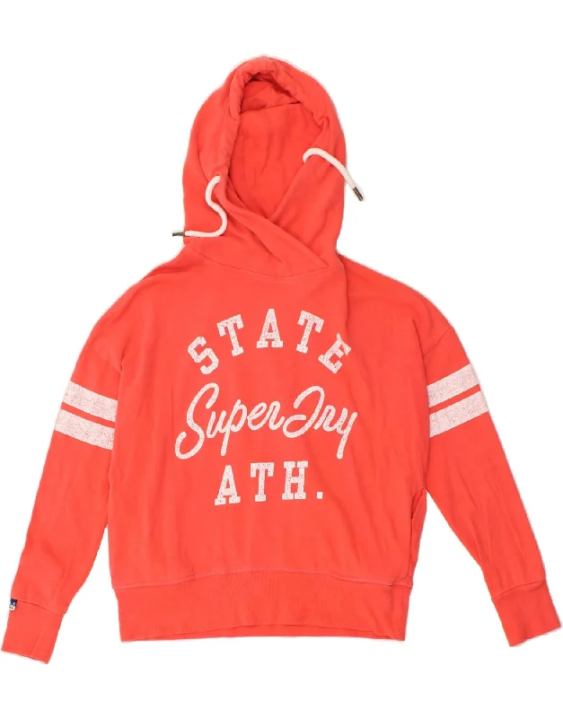 Today’s Deal SUPERDRY Womens Graphic Hoodie Jumper UK 6 XS Red Cotton