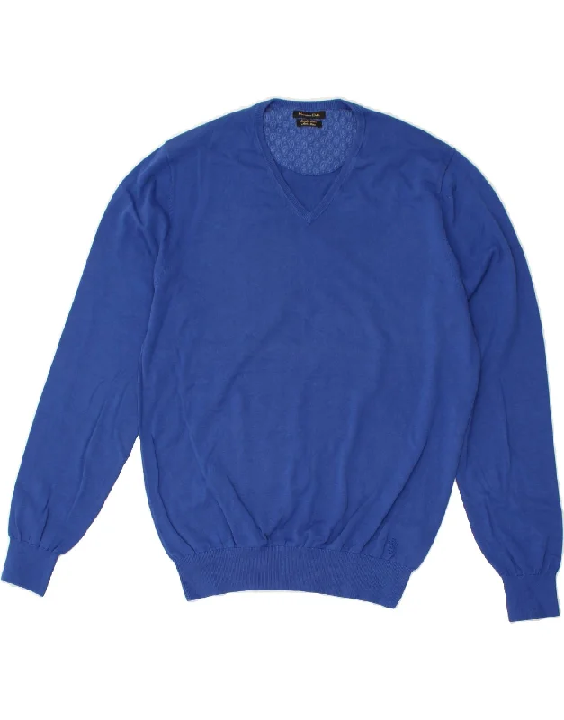 Deal of the Week MASSIMO DUTTI Womens V-Neck Jumper Sweater UK 16 Large Blue Cotton