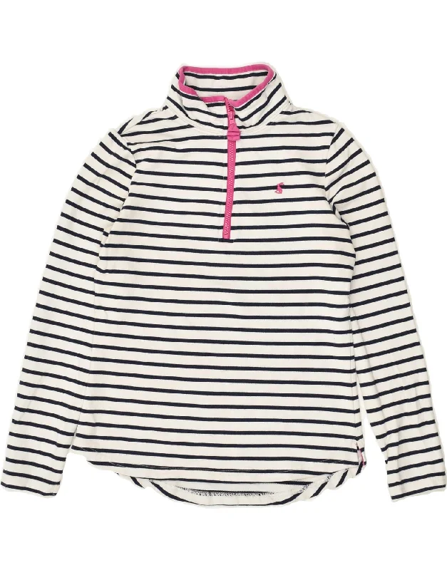 Savings Bonanza JOULES Womens Zip Neck Sweatshirt Jumper UK 10 Small White Striped Cotton