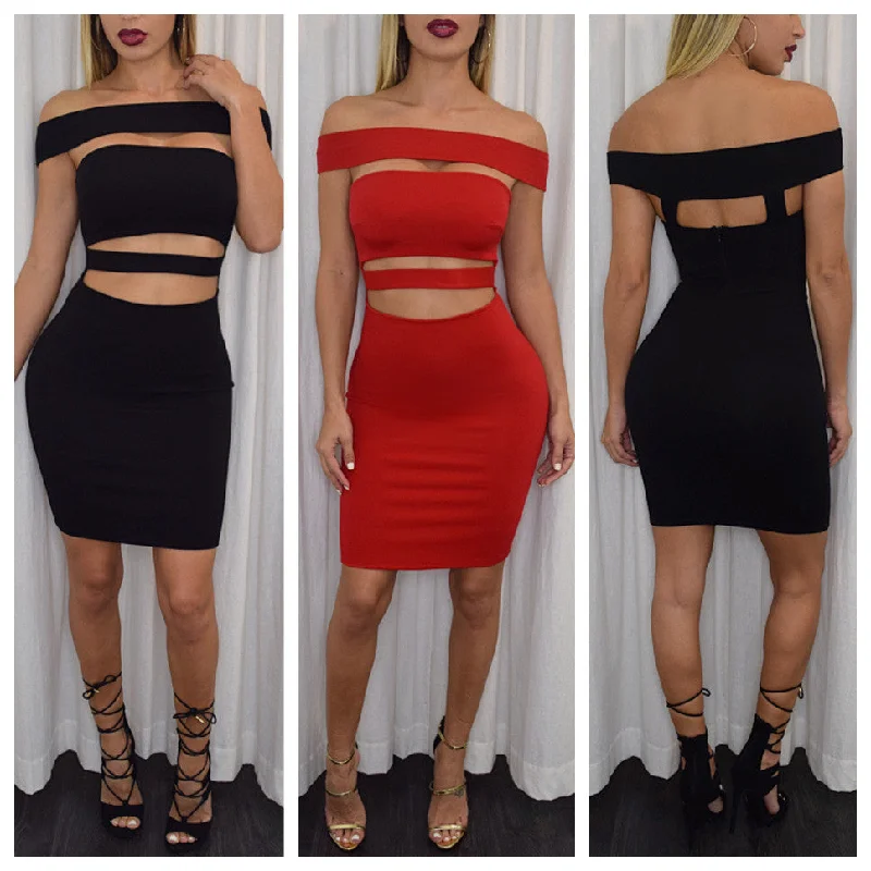 Major Savings Bodycon Off Shoulder Sleeveless Hollow Out Short Dress